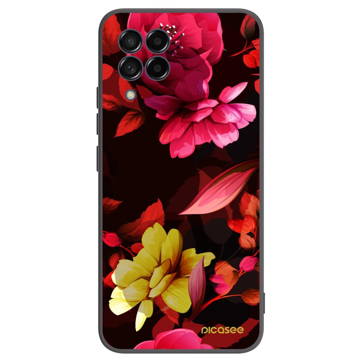 Picasee Samsung Galaxy M53 5G Hülle - Schwarzes Silikon - Dark Peonny