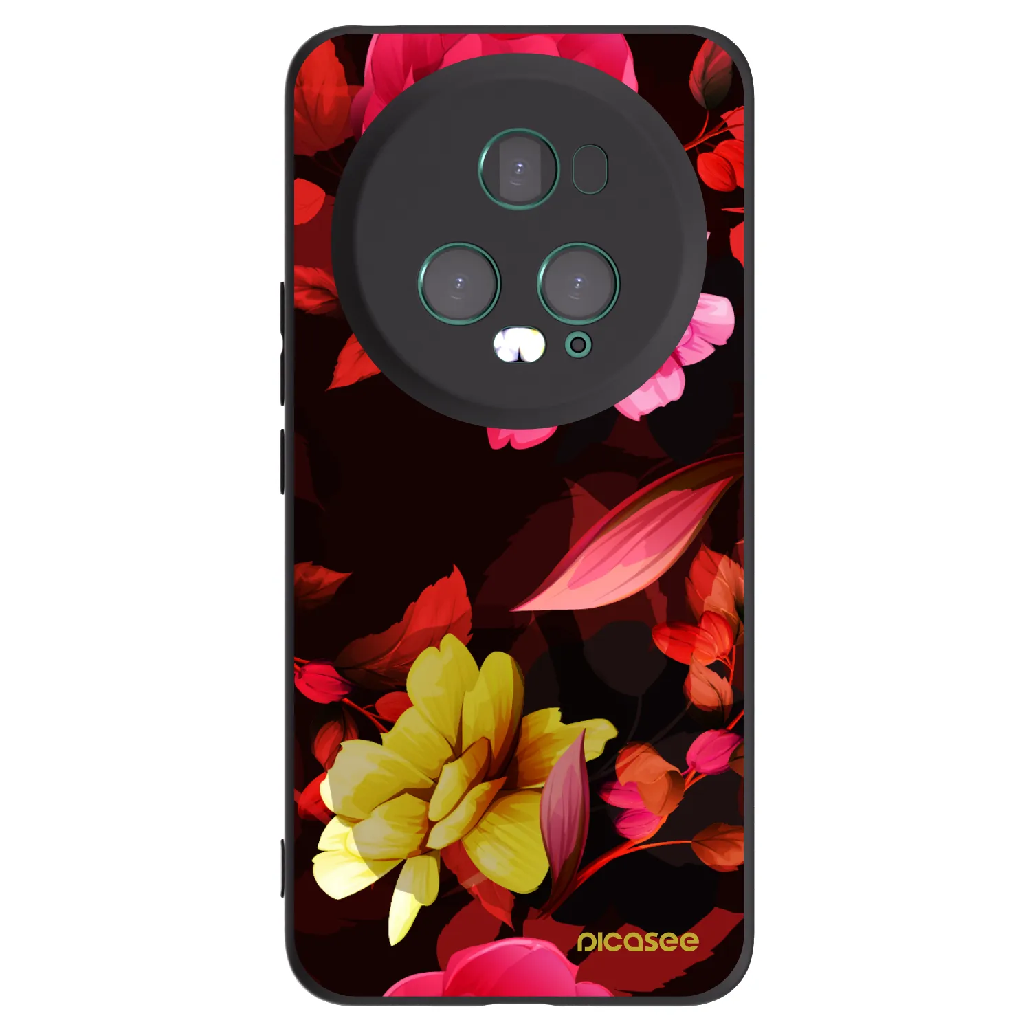 Picasee Honor Magic5 Pro Hülle - Schwarzes Silikon - Dark Peonny