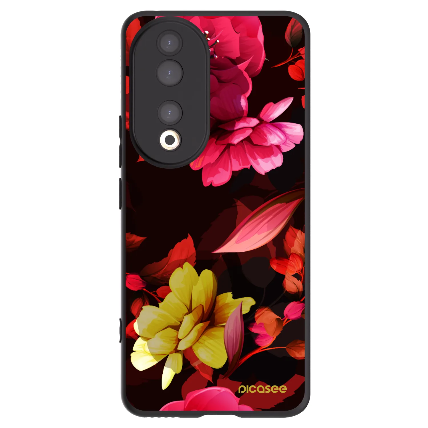 Picasee Honor 90 5G Hülle - Schwarzes Silikon - Dark Peonny