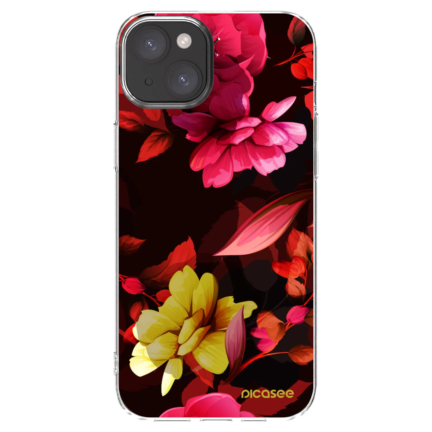 Picasee Apple iPhone 15 Plus Hülle - Transparentes Silikon - Dark Peonny