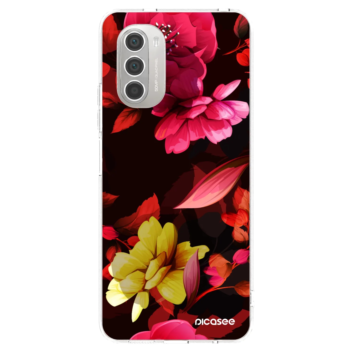 Picasee Motorola Moto G51 Hülle - Transparentes Silikon - Dark Peonny