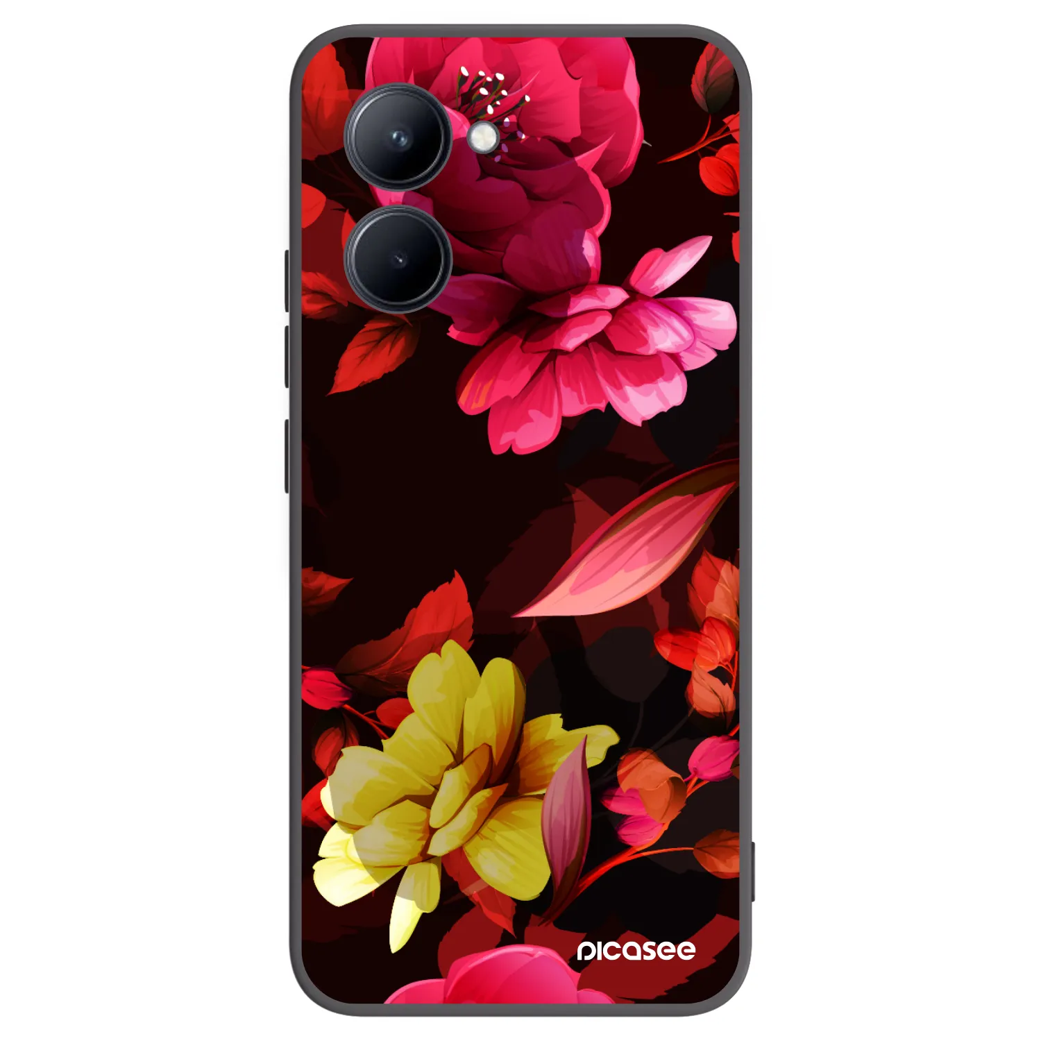 Picasee Realme C33 (2023) Hülle - Schwarzes Silikon - Dark Peonny
