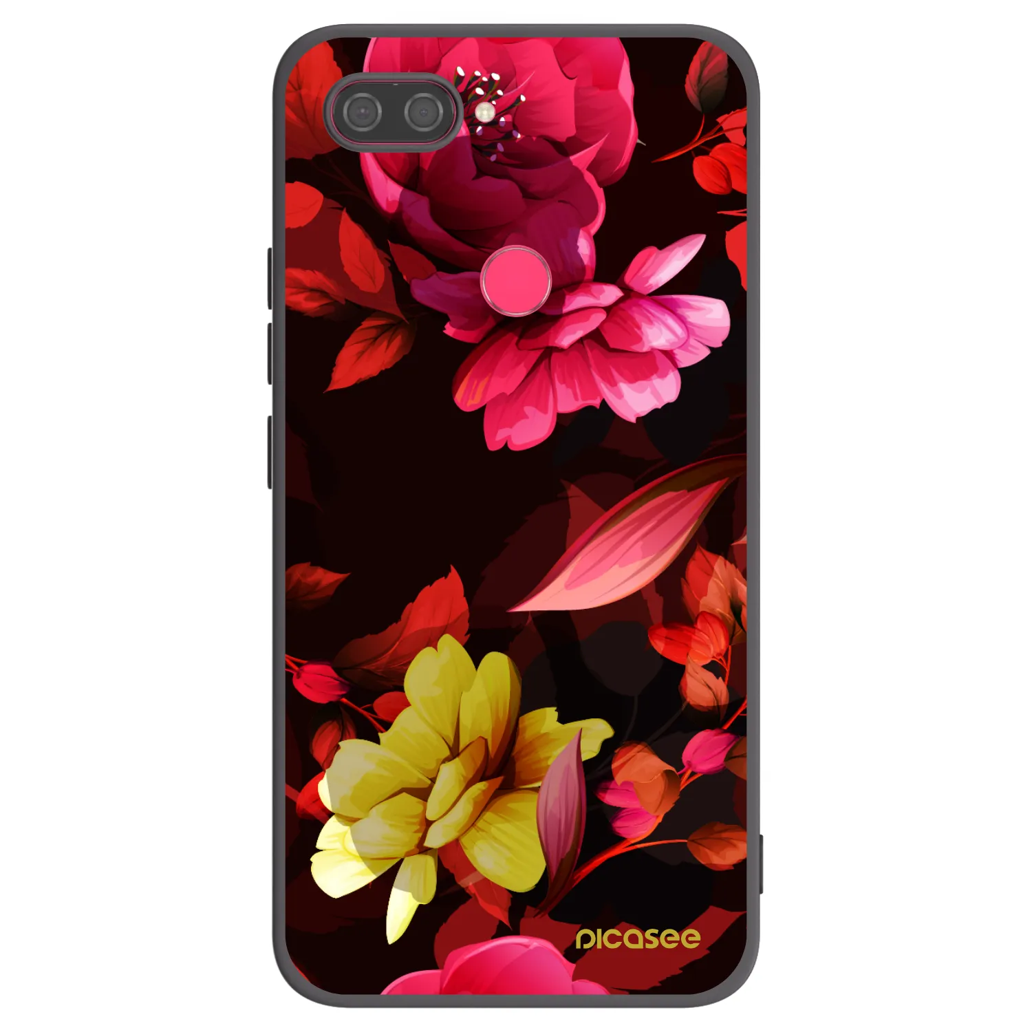 Picasee Xiaomi Mi 8 Lite Hülle - Schwarzes Silikon - Dark Peonny