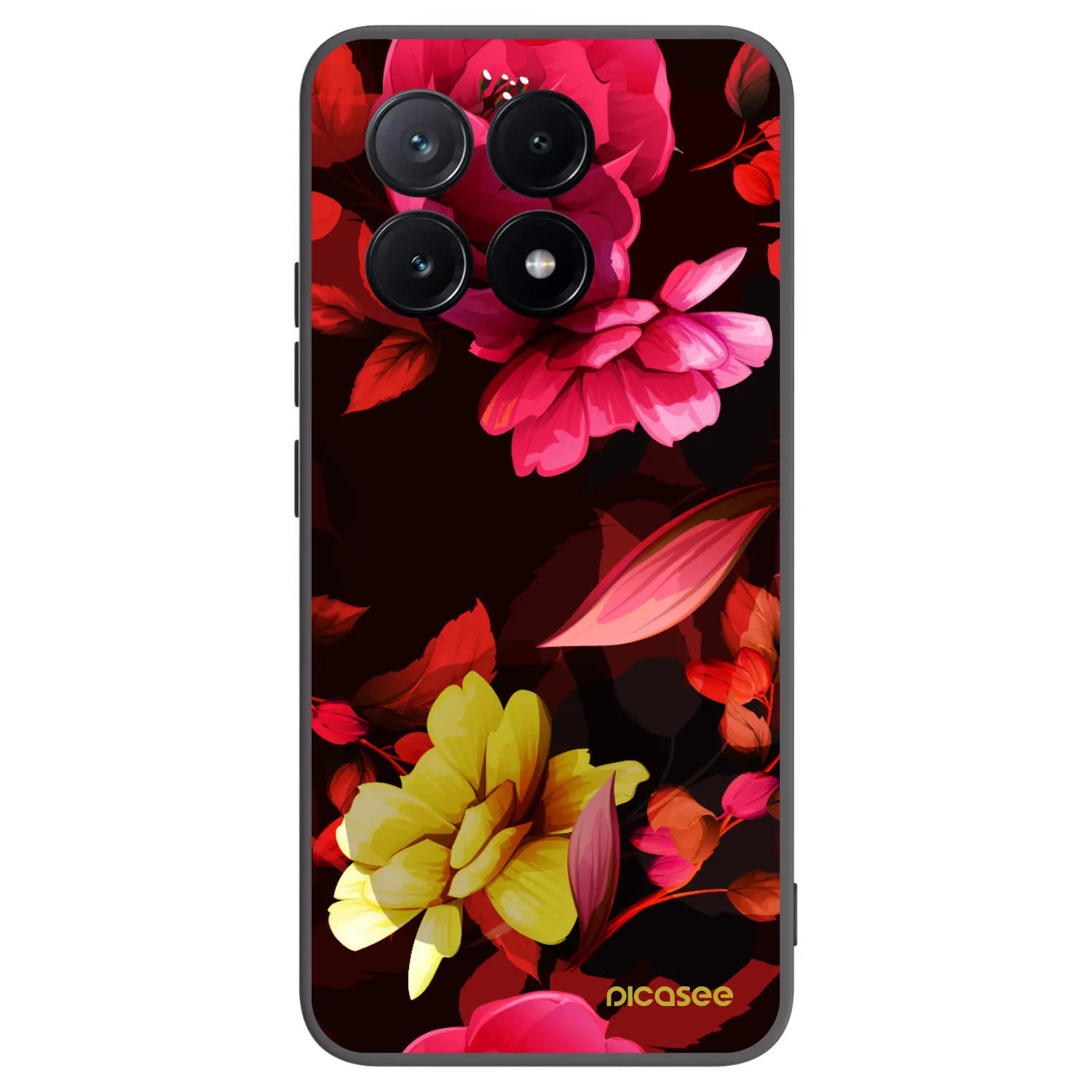 Picasee Xiaomi Poco X6 Pro Hülle - Schwarzes Silikon - Dark Peonny