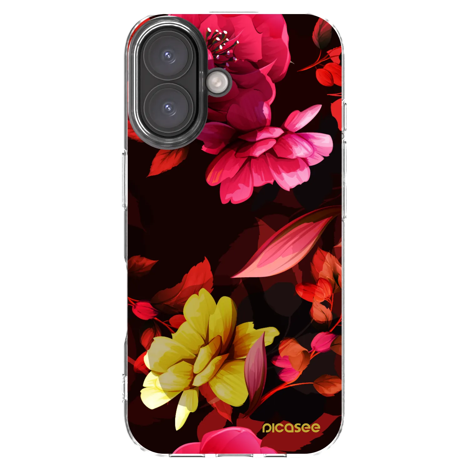 Picasee Apple iPhone 16 Hülle - Transparentes Silikon - Dark Peonny