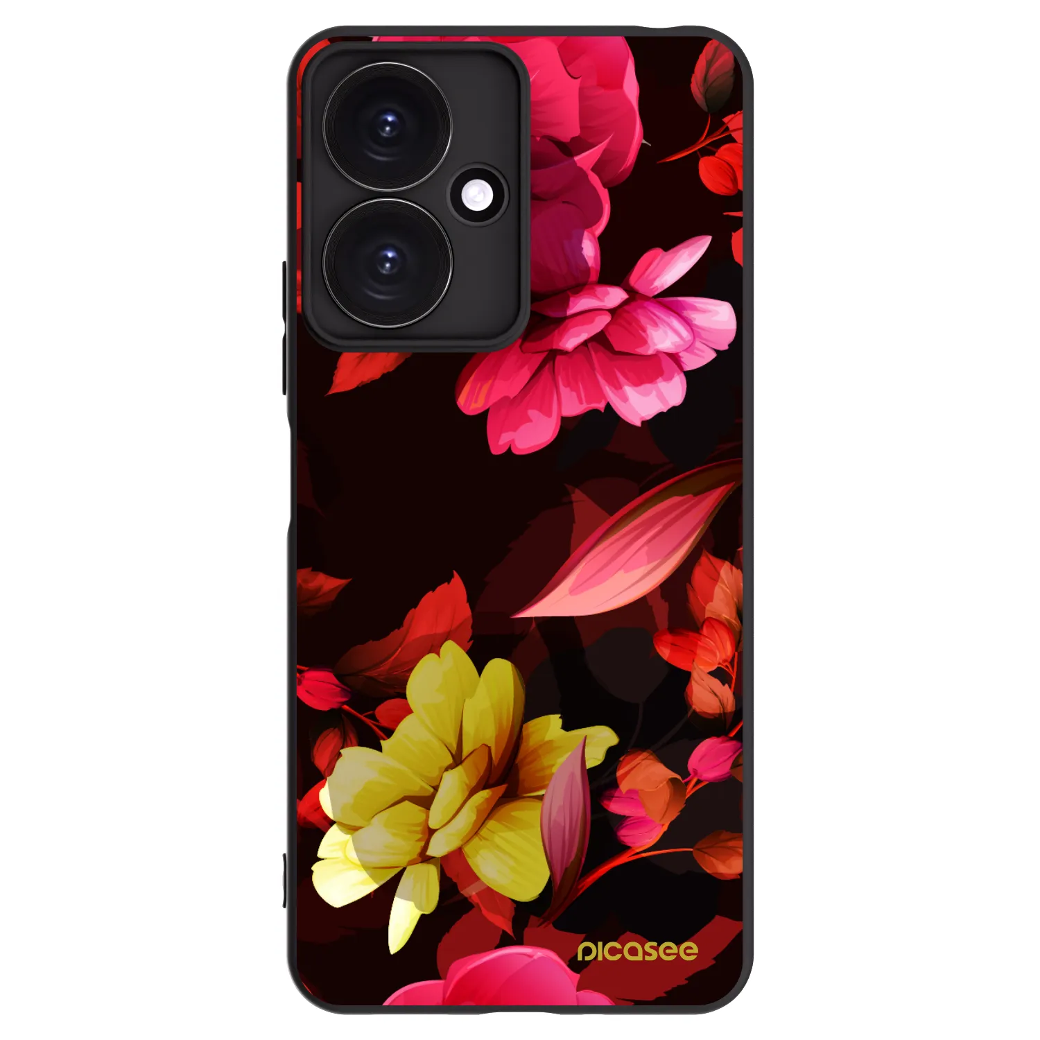 Picasee Xiaomi Redmi 13C 5G Hülle - Schwarzes Silikon - Dark Peonny
