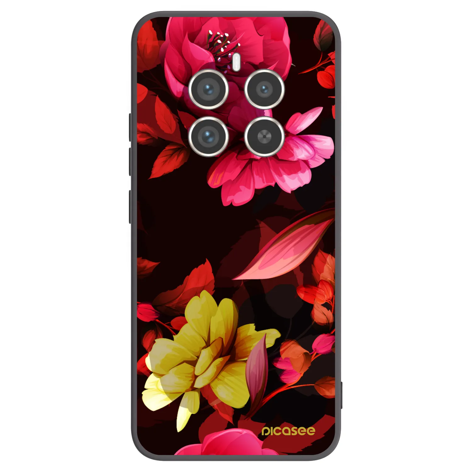 Picasee Realme 12 Pro 5G Hülle - Schwarzes Silikon - Dark Peonny