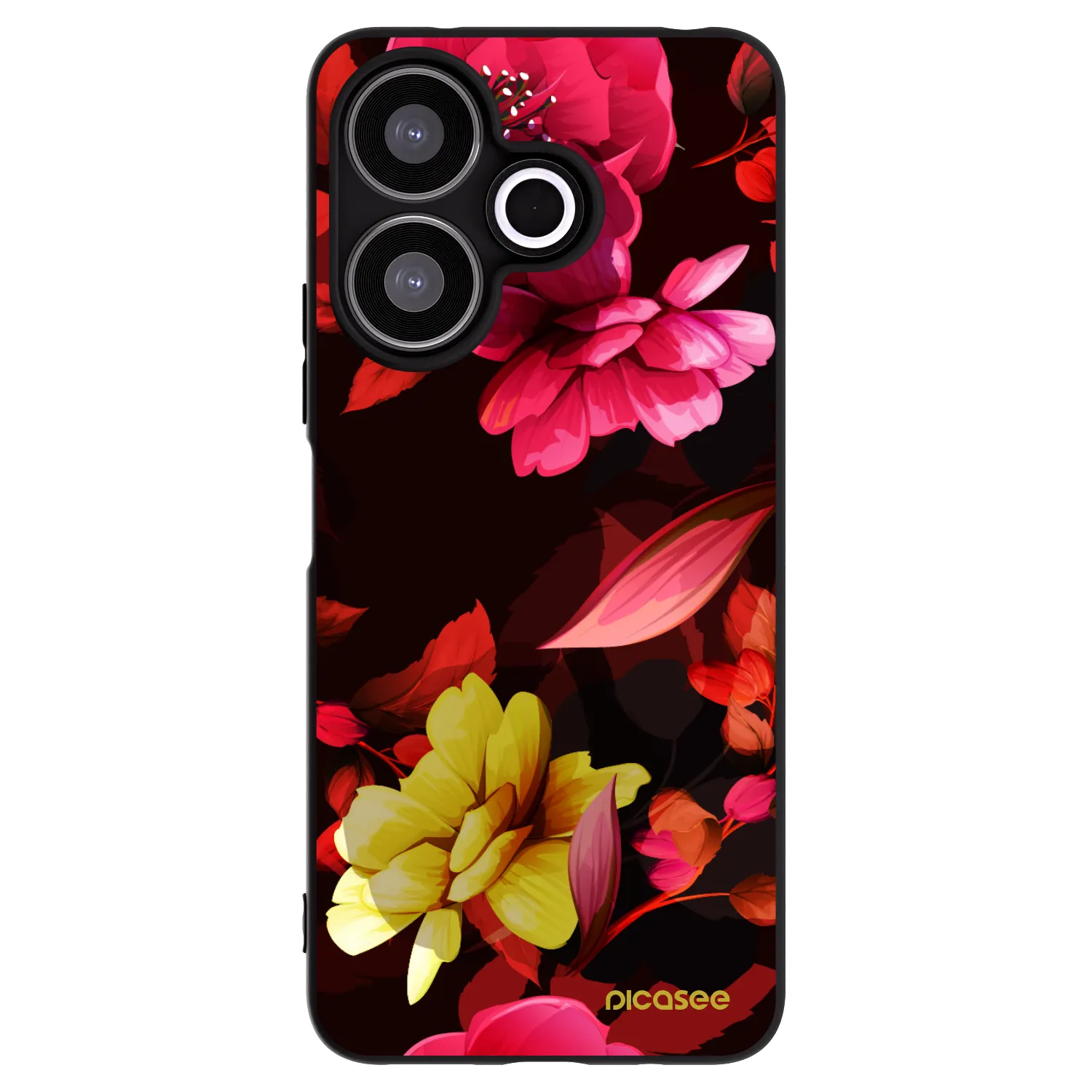 Picasee Xiaomi Redmi 13 4G Hülle - Schwarzes Silikon - Dark Peonny