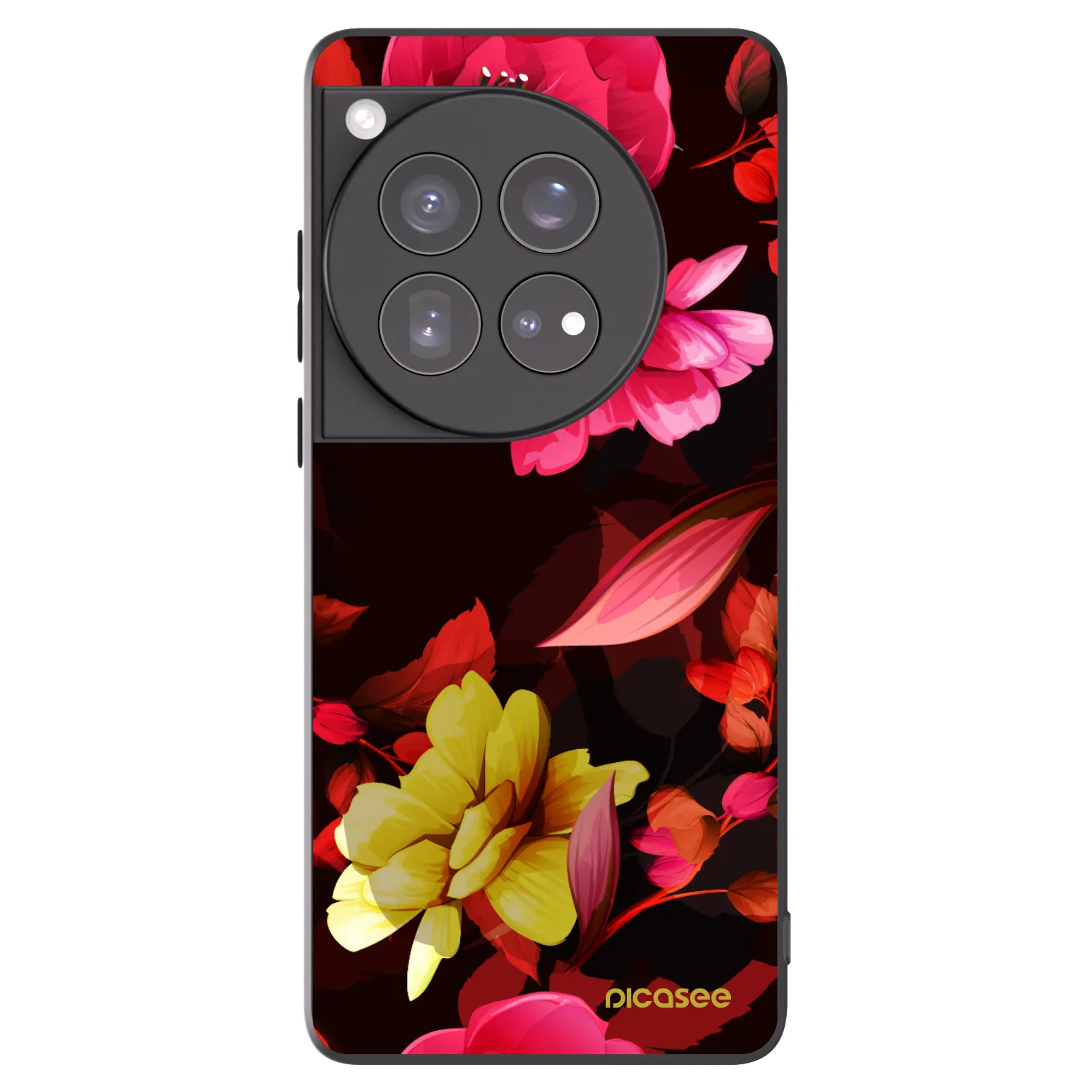 Picasee OnePlus 12 5G Hülle - Schwarzes Silikon - Dark Peonny