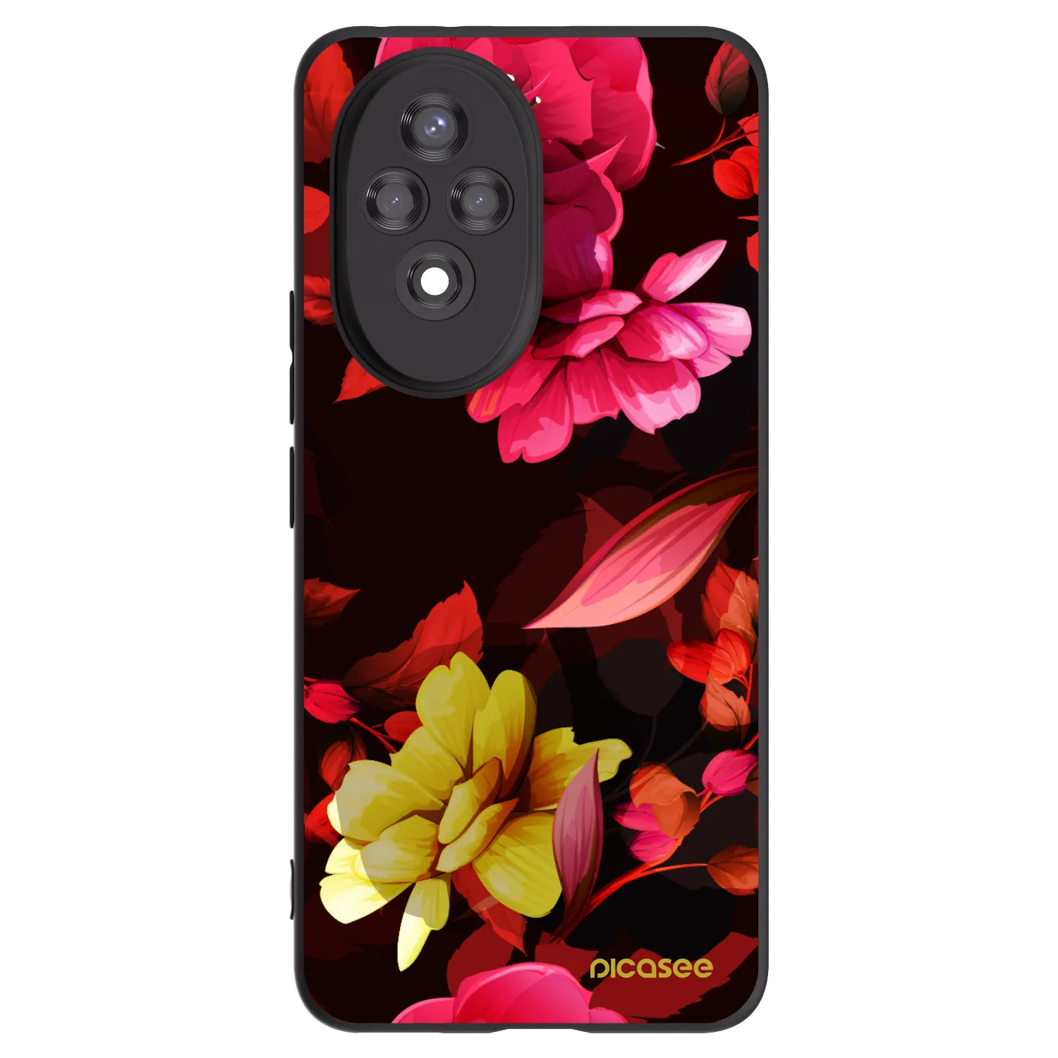 Picasee Honor 200 Pro 5G Hülle - Schwarzes Silikon - Dark Peonny