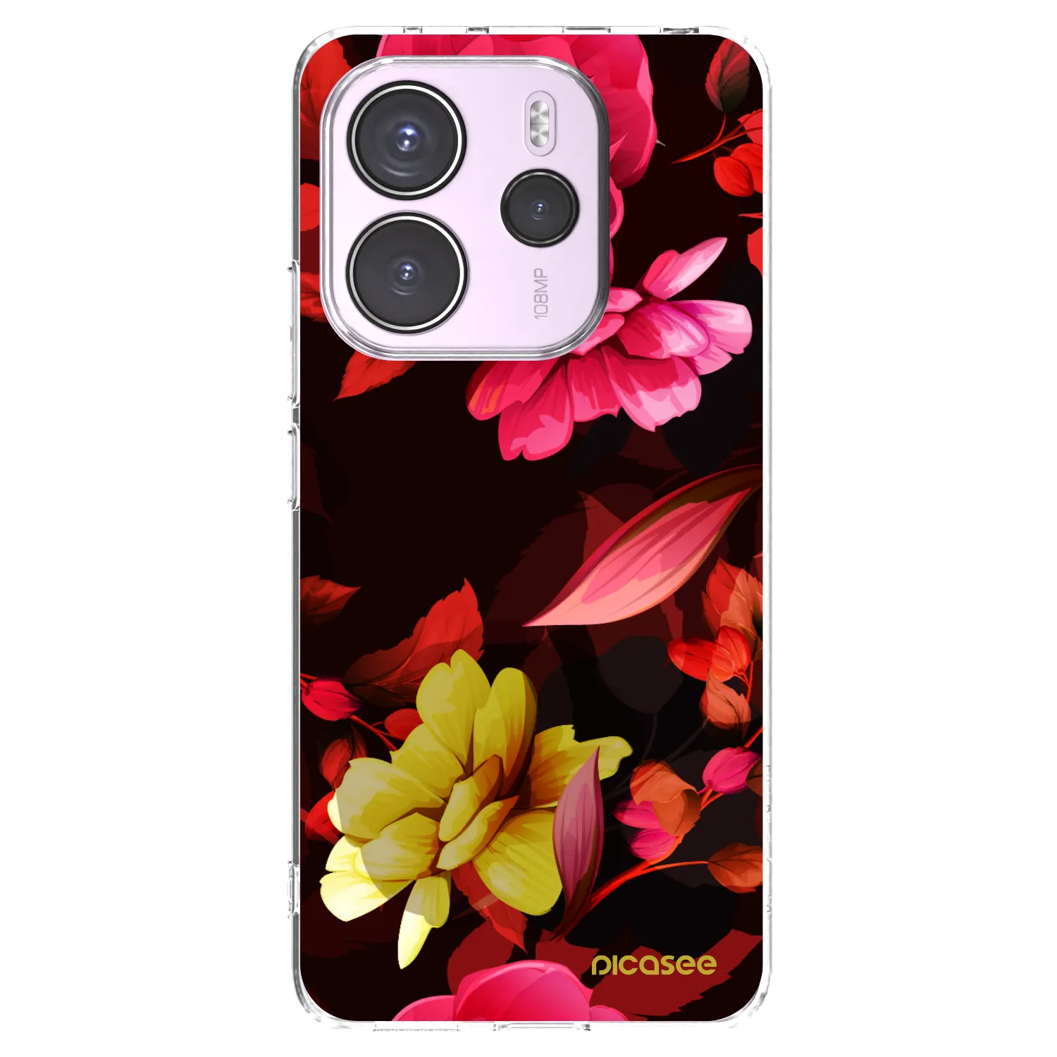 Picasee Xiaomi Redmi Note 14 4G Hülle - Transparentes Silikon - Dark Peonny