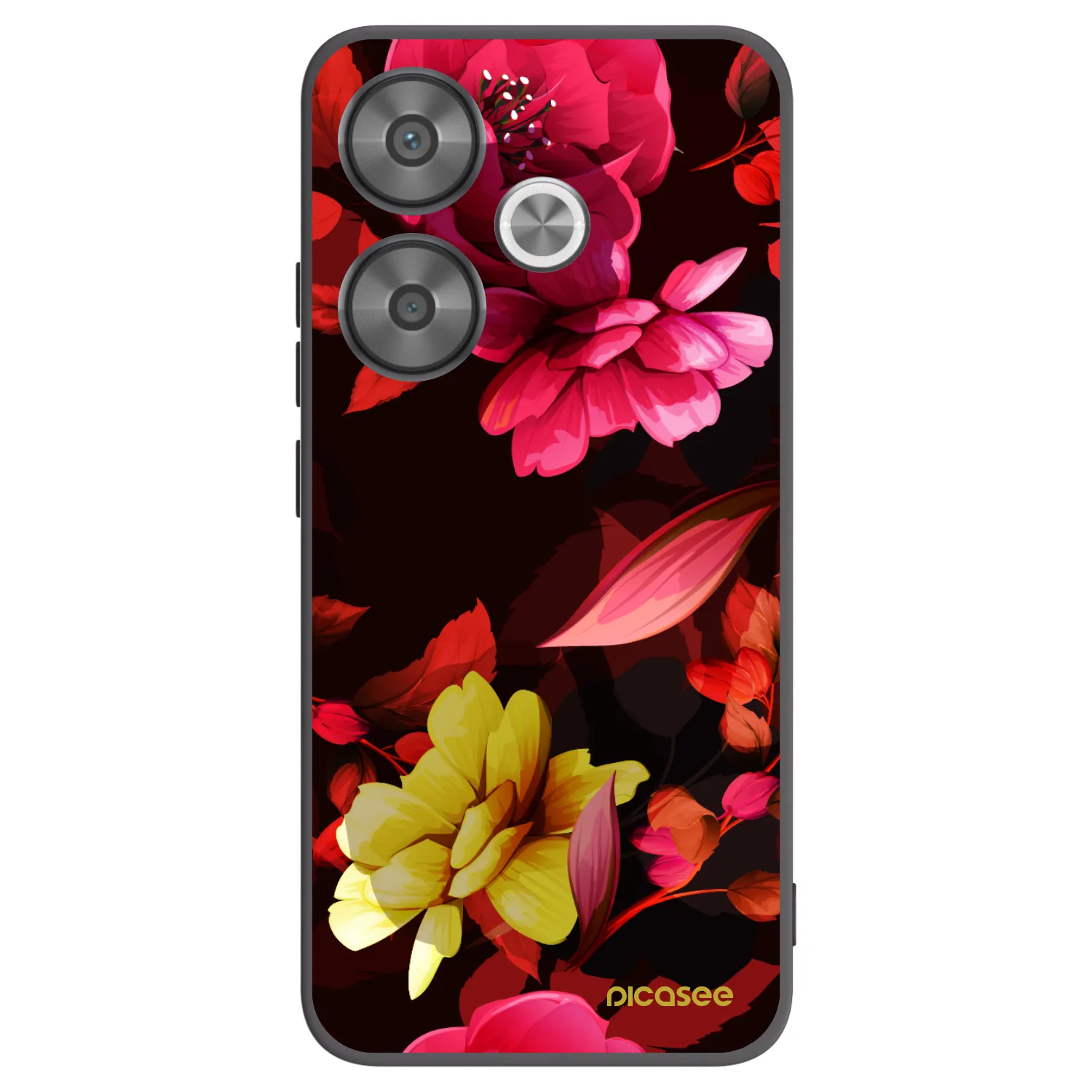 Picasee Xiaomi Poco F6 Hülle - Schwarzes Silikon - Dark Peonny