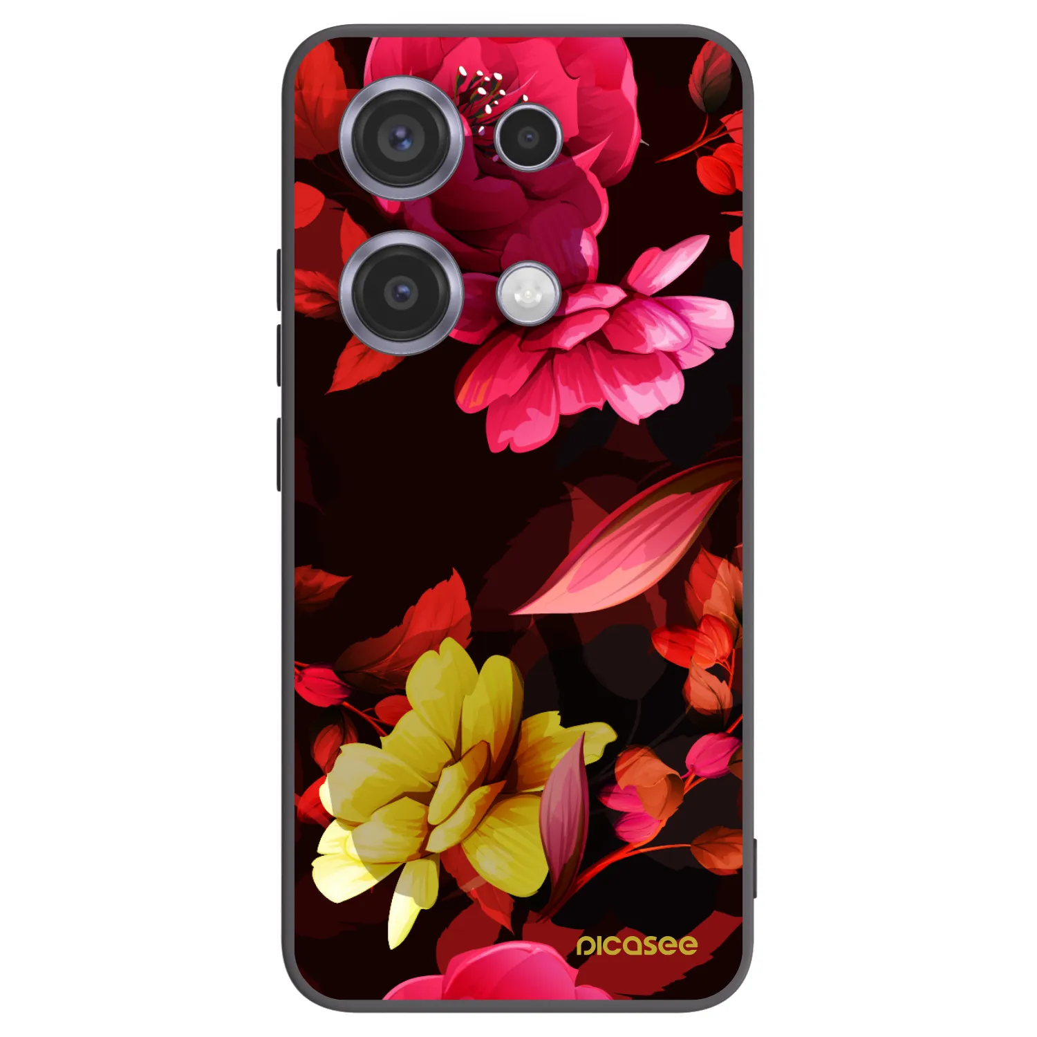 Picasee Xiaomi Redmi Note 14S Hülle - Schwarzes Silikon - Dark Peonny