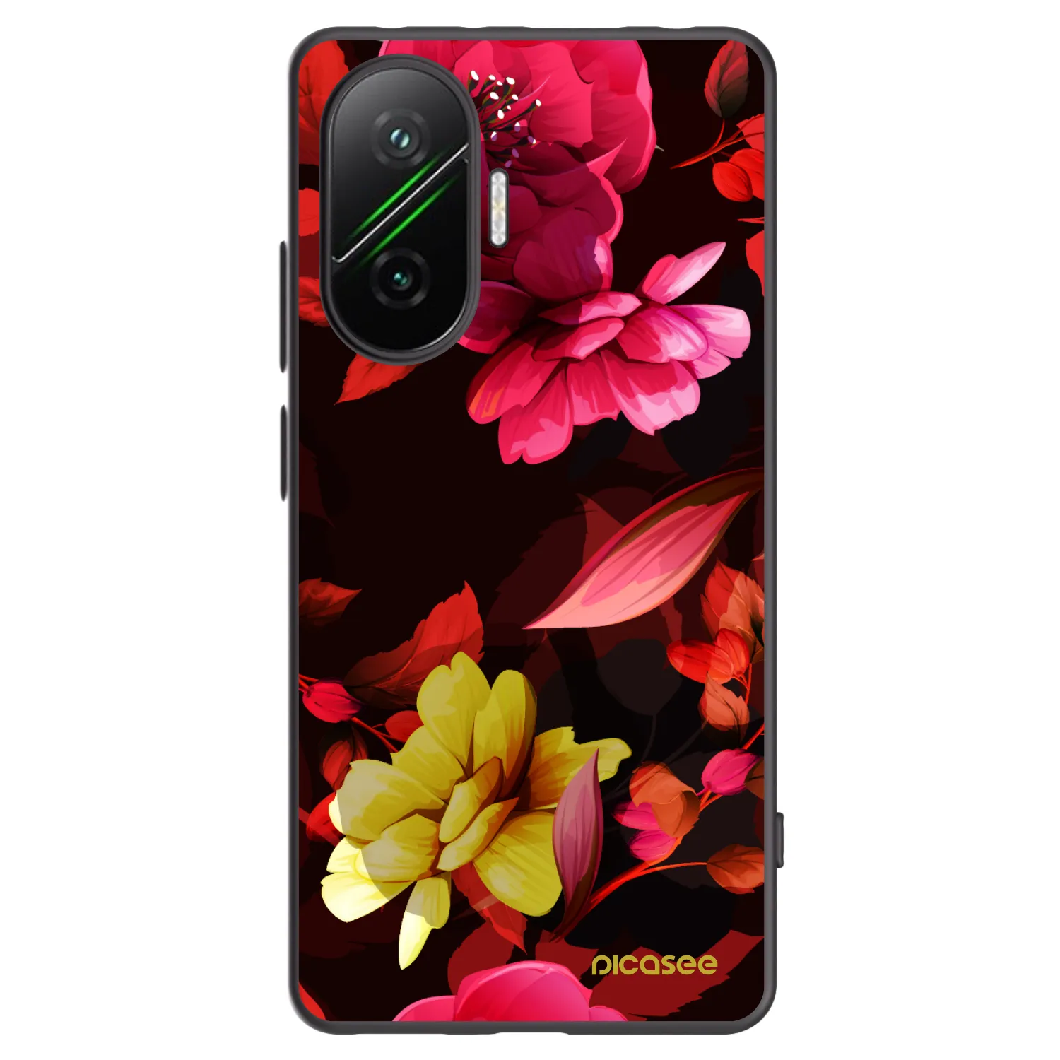 Picasee Xiaomi Poco F7 5G Hülle - Schwarzes Silikon - Dark Peonny