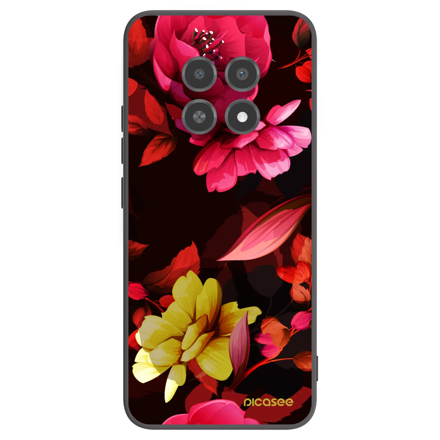 Picasee Realme 12X Hülle - Schwarzes Silikon - Dark Peonny