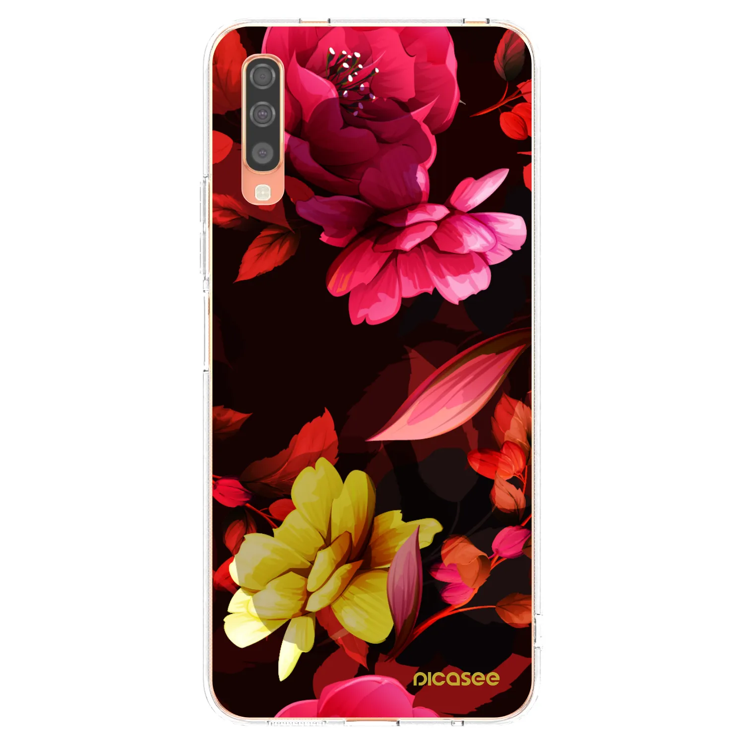 Picasee Samsung Galaxy A70 A705F Hülle - Transparentes Silikon - Dark Peonny