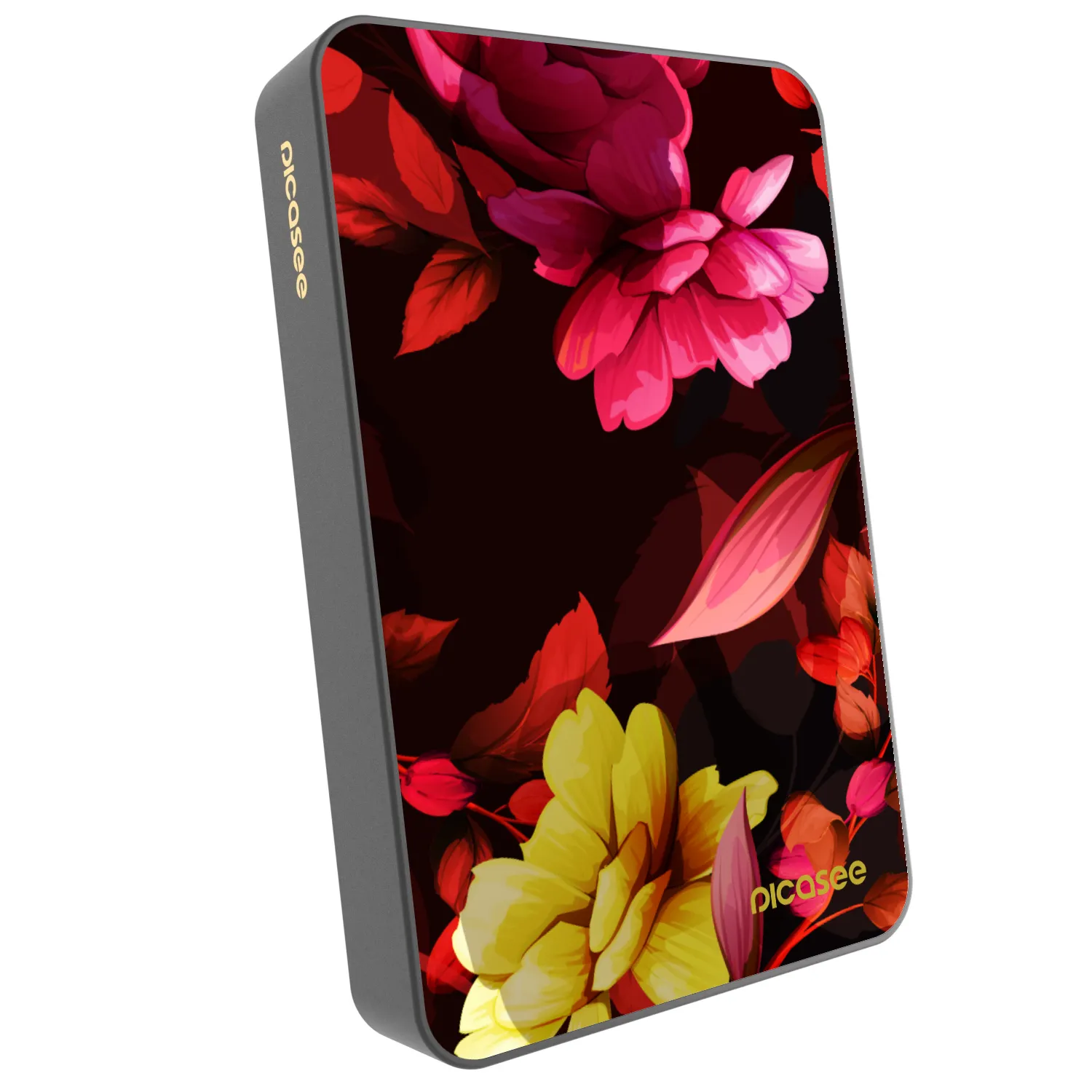 Picasee Powerbank mit MagSafe 10 000 mAh Grau - Dark Peonny