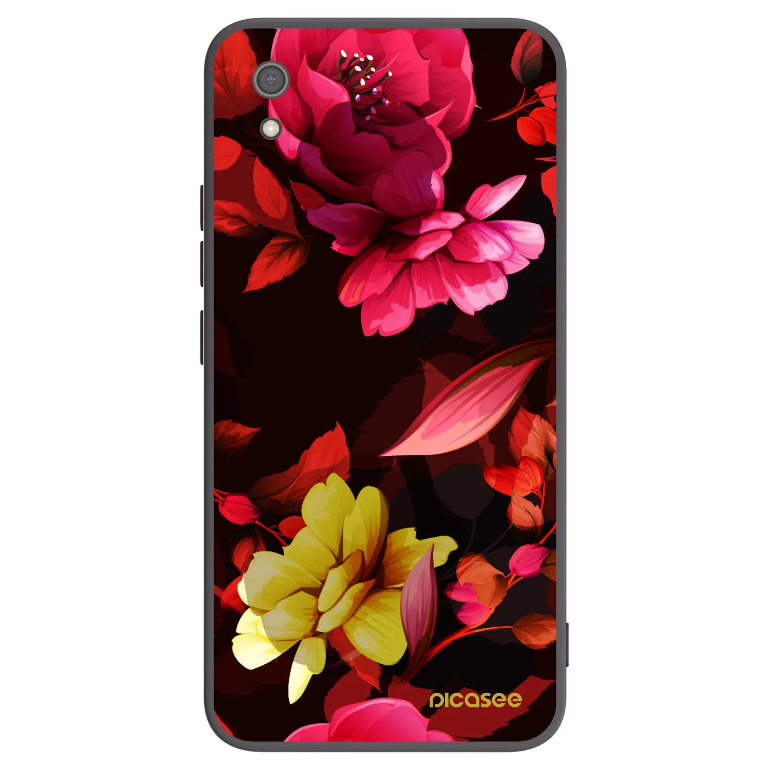 Picasee Xiaomi Redmi 7A Hülle - Schwarzes Silikon - Dark Peonny