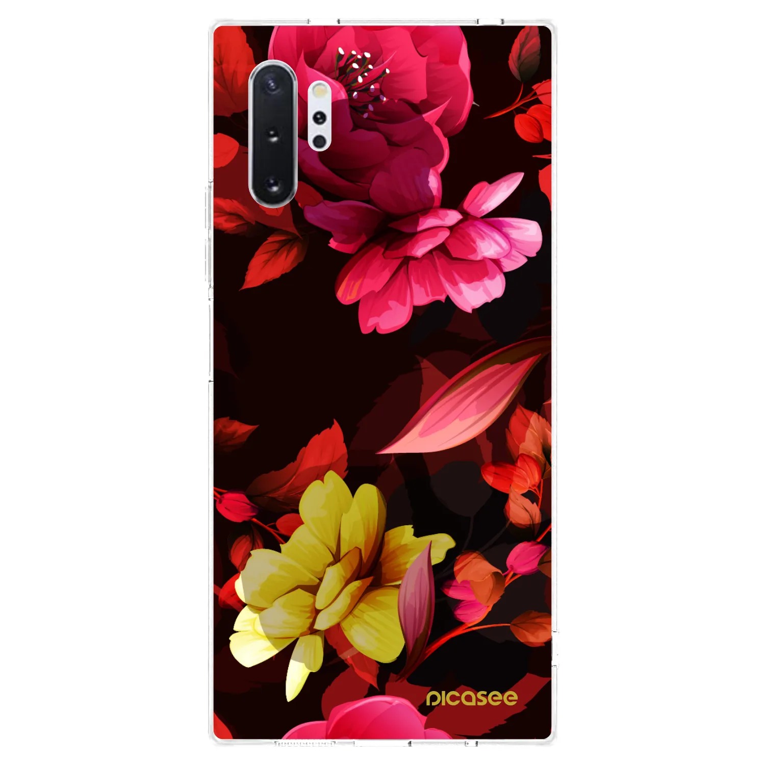 Picasee Samsung Galaxy Note 10+ N975F Hülle - Transparentes Silikon - Dark Peonny