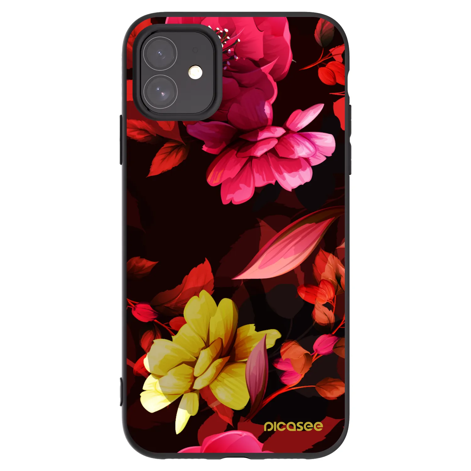 Picasee Apple iPhone 11 Hülle - Schwarzes Silikon - Dark Peonny