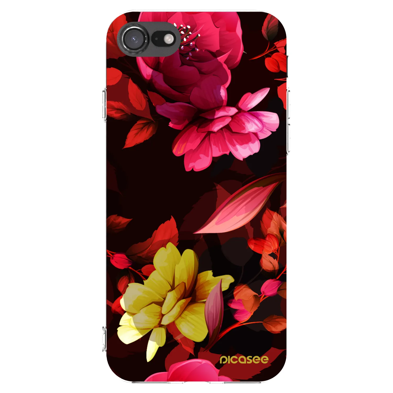 Picasee Apple iPhone 8 Hülle - Transparentes Silikon - Dark Peonny