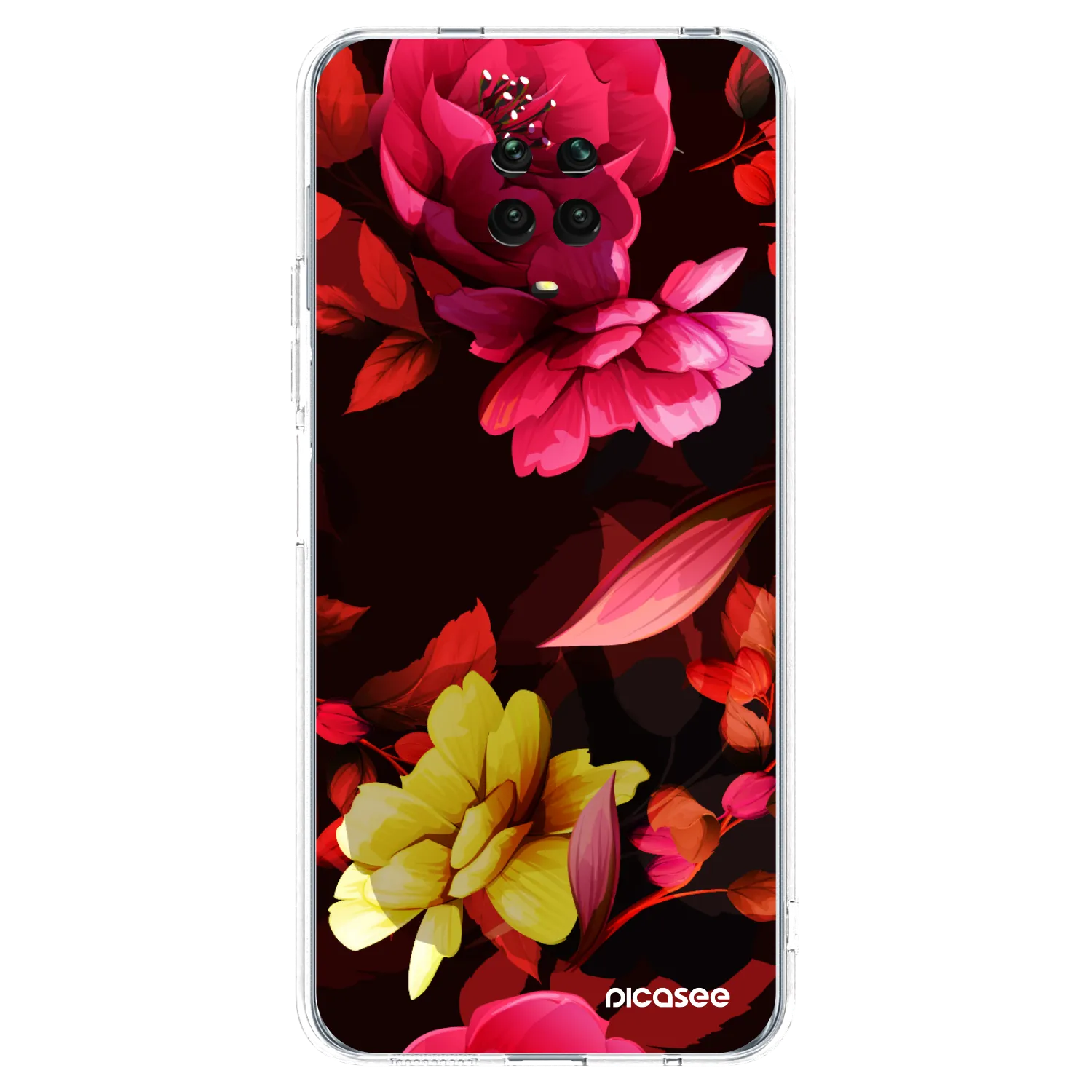 Picasee Xiaomi Redmi Note 9S Hülle - Transparentes Silikon - Dark Peonny
