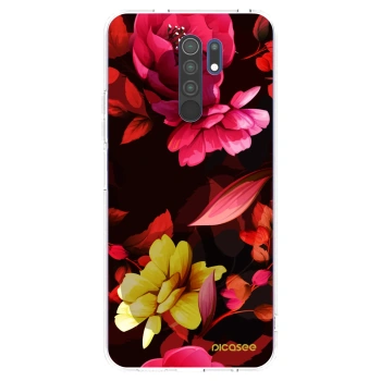 Picasee Xiaomi Redmi 9 Hülle - Transparentes Silikon - Dark Peonny