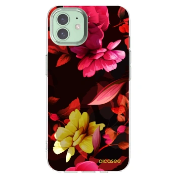 Picasee Apple iPhone 12 Pro Hülle - Transparentes Silikon - Dark Peonny