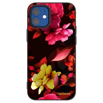 Picasee Apple iPhone 12 mini Hülle - Schwarzes Silikon - Dark Peonny