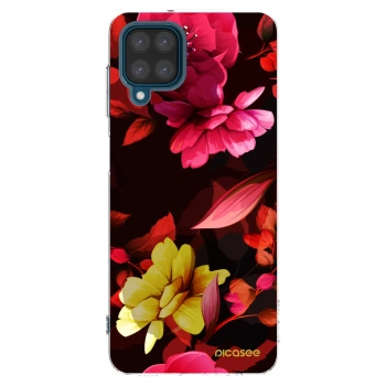 Picasee Samsung Galaxy A12 A125F Hülle - Transparentes Silikon - Dark Peonny