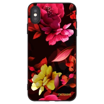 Picasee Apple iPhone XS Max Hülle - Schwarzes Silikon - Dark Peonny