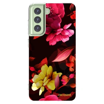 Picasee Samsung Galaxy S21 FE 5G Hülle - Transparentes Silikon - Dark Peonny