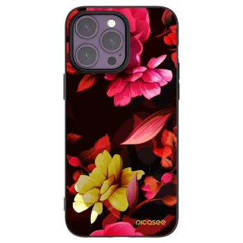 Picasee Apple iPhone 14 Pro Max Hülle - Schwarzes Silikon - Dark Peonny