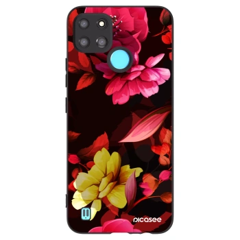 Picasee Realme C21Y Hülle - Schwarzes Silikon - Dark Peonny