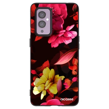 Picasee OnePlus 9 Hülle - Schwarzes Silikon - Dark Peonny