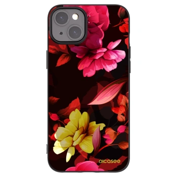 Picasee Apple iPhone 15 Plus Hülle - Schwarzes Silikon - Dark Peonny