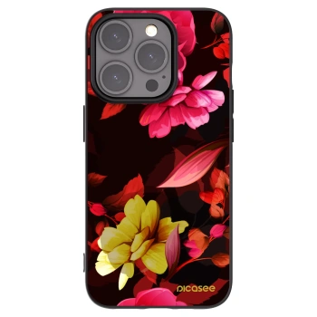 Picasee Apple iPhone 15 Pro Hülle - Schwarzes Silikon - Dark Peonny