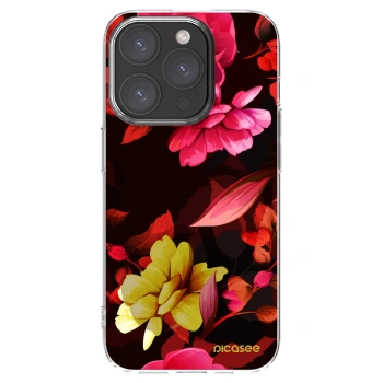 Picasee Apple iPhone 15 Pro Hülle - Transparentes Silikon - Dark Peonny