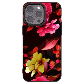 Picasee Apple iPhone 15 Pro Max Hülle - Schwarzes Silikon - Dark Peonny