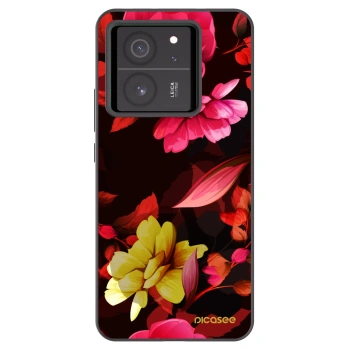 Picasee Xiaomi 13T Pro Hülle - Schwarzes Silikon - Dark Peonny