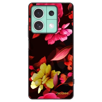 Picasee Xiaomi Redmi Note 13 5G Hülle - Schwarzes Silikon - Dark Peonny