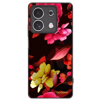 Picasee Xiaomi Redmi Note 13 4G Hülle - Schwarzes Silikon - Dark Peonny