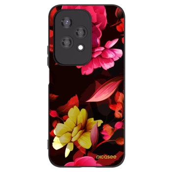 Picasee Honor 200 Lite Hülle - Schwarzes Silikon - Dark Peonny