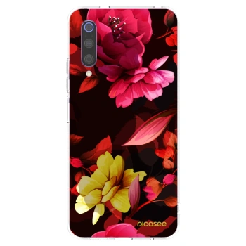 Picasee Xiaomi Mi 9 Hülle - Transparentes Silikon - Dark Peonny