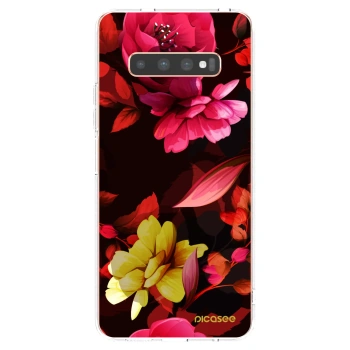 Picasee Samsung Galaxy S10 Plus G975 Hülle - Transparentes Silikon - Dark Peonny