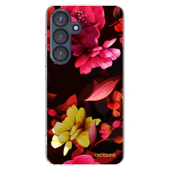 Picasee Samsung Galaxy S25 5G Hülle - Transparentes Silikon - Dark Peonny