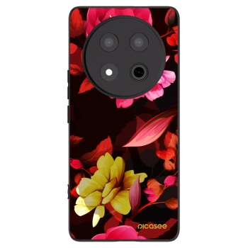 Picasee Honor Magic7 Lite 5G Hülle - Schwarzes Silikon - Dark Peonny