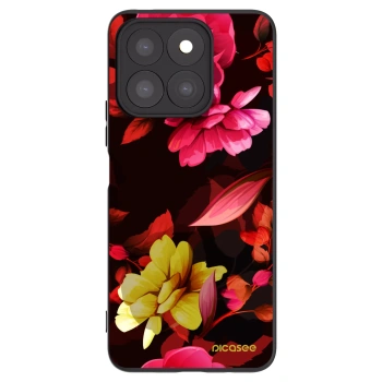 Picasee Honor X8c Hülle - Schwarzes Silikon - Dark Peonny