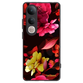 Picasee Vivo V50 Lite 5G Hülle - Schwarzes Silikon - Dark Peonny