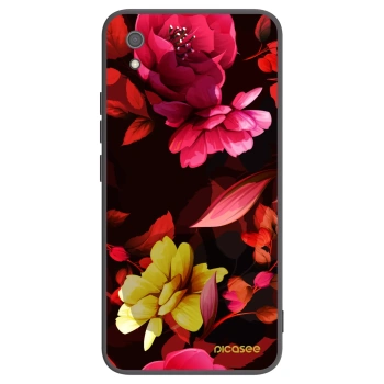Picasee Xiaomi Redmi 7A Hülle - Schwarzes Silikon - Dark Peonny